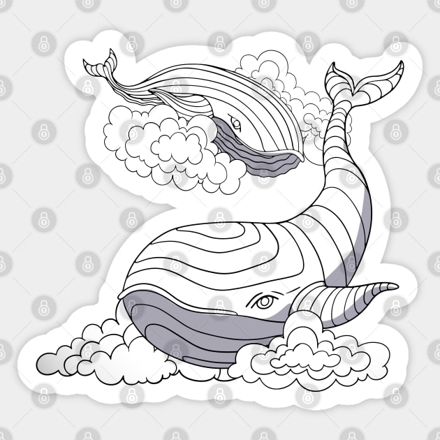 space whales black and white Sticker by Bagaz